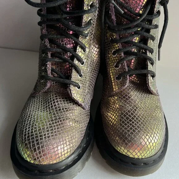 Dr. Martens 1460 Pascal Pink Iridescent Metallic Shiny Combat Boots Size 6 - Picture 10 of 16